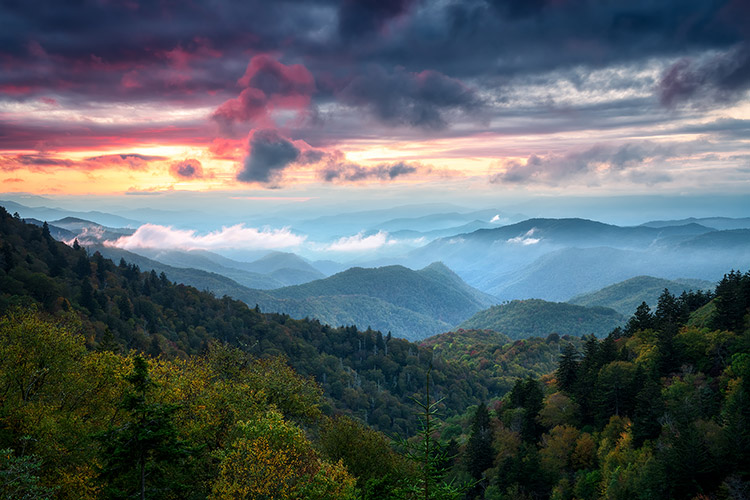 Cherokee NC Sunset Mountains Scenic Photography Prints