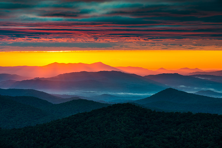 Southern Appalachian Mountains Scenic Sunrise Landscape Photography Print