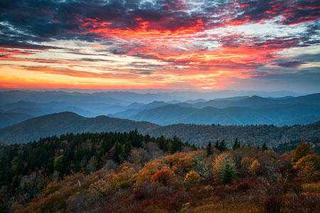 Autumn Sunset Asheville NC Blue Ridge Parkway Landscape Photography