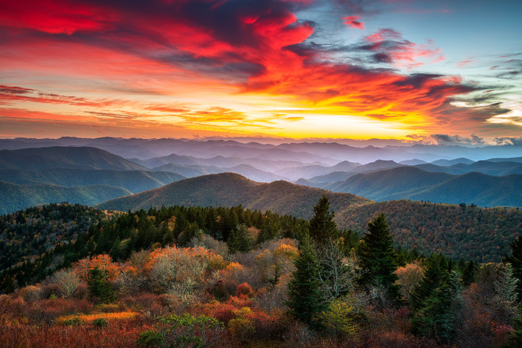 Autumn Sunset Asheville NC Blue Ridge Parkway Landscape Photography Prints