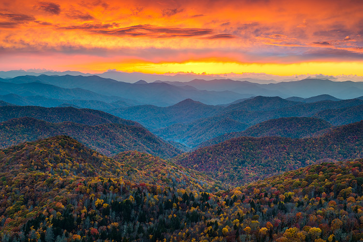 Blue Ridge Parkway Mountains Asheville NC Scenic Sunset Landscape Photo Prints