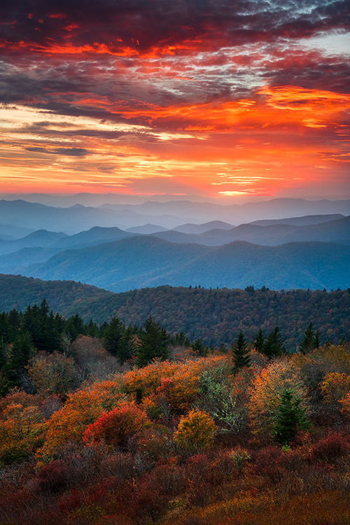 Blue Ridge Parkway Autumn Sunset Landscape Photography Print