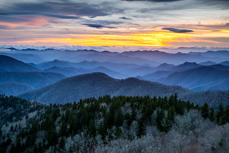 Asheville NC Winter Mountains Landscape Photography Print