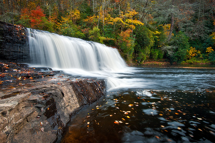 Hooker Falls DuPont State Forest Autumn Waterfall Photography Print