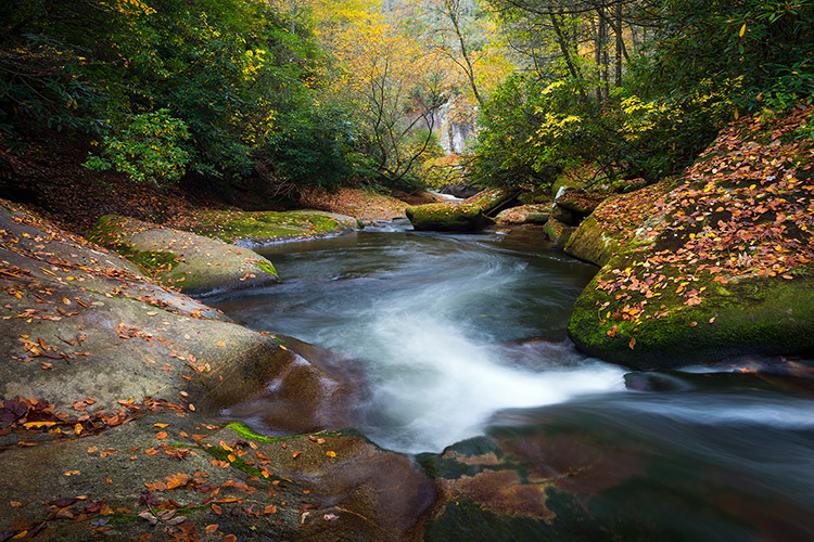 North Carolina Mountains Autumn River Landscape Photography Print