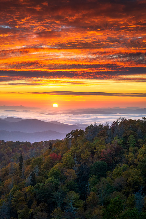 Autumn Sunrise Asgheville NC Blue Ridge Mountains Art Prints