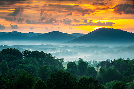 Asheville NC Landscape Photography Print of Sunset Over The Mountains
