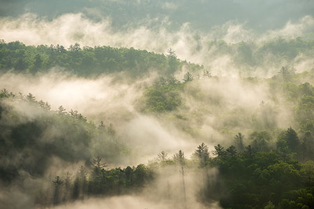 Mountain Peaks In Fog Highlands NC Scenic Landscape Photo