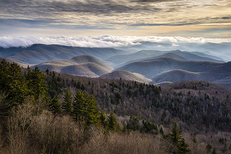 Asheville NC Blue Ridge Parkway Winter Scenic Overlook Photography