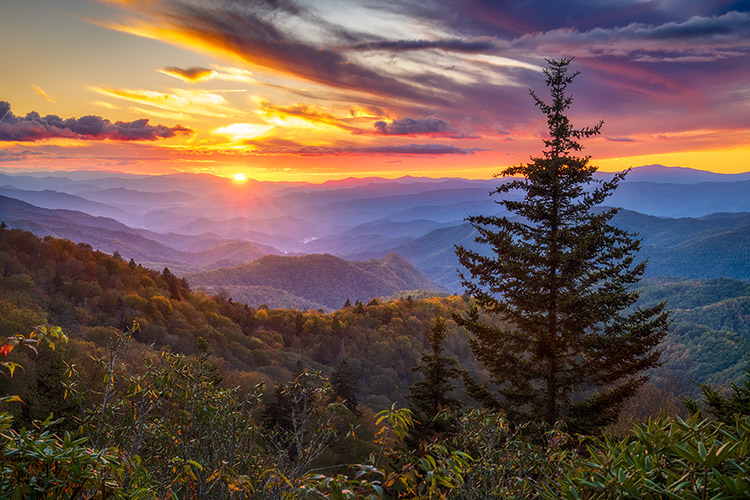 Cherokee NC Blue Ridge Parkway Sunset Landscape Print
